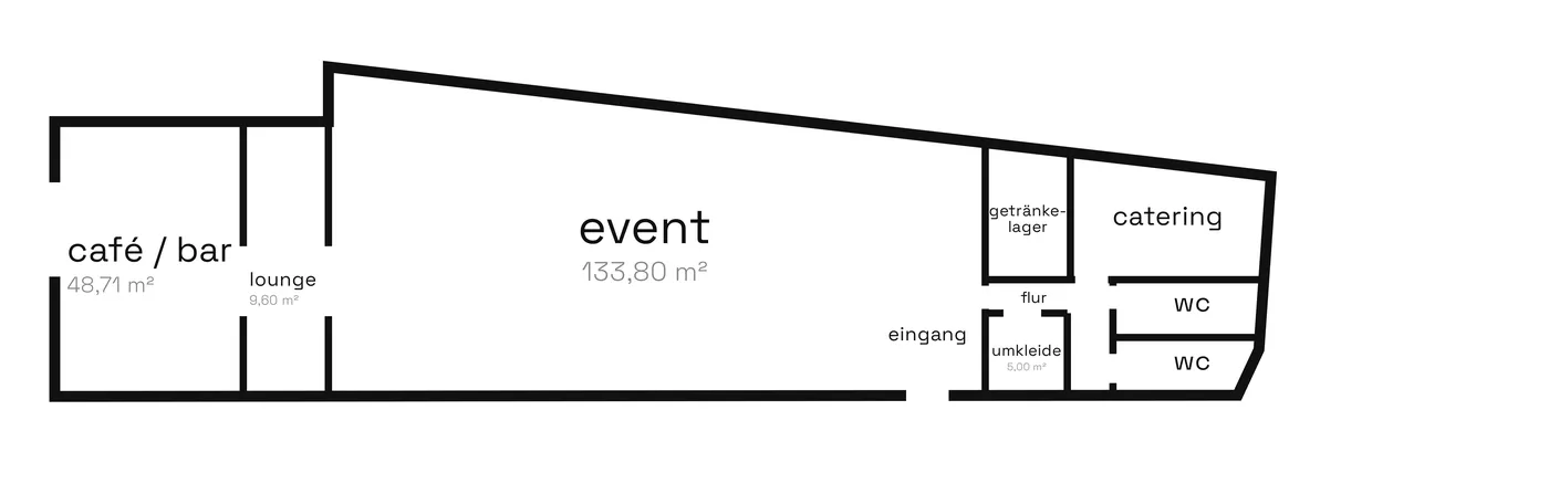 Grundriss FancyRosi Studio: Café und Bar, Lounge, Eventfläche, Catering